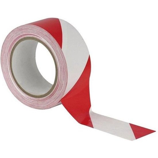 Afzetlint trekvast rood/wit 500mtr/rol